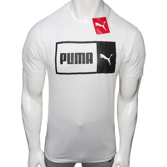 NWT PUMA MEN'S WHITE CREW NECK T-SHIRT SIZE S M L - Picture 1 of 5